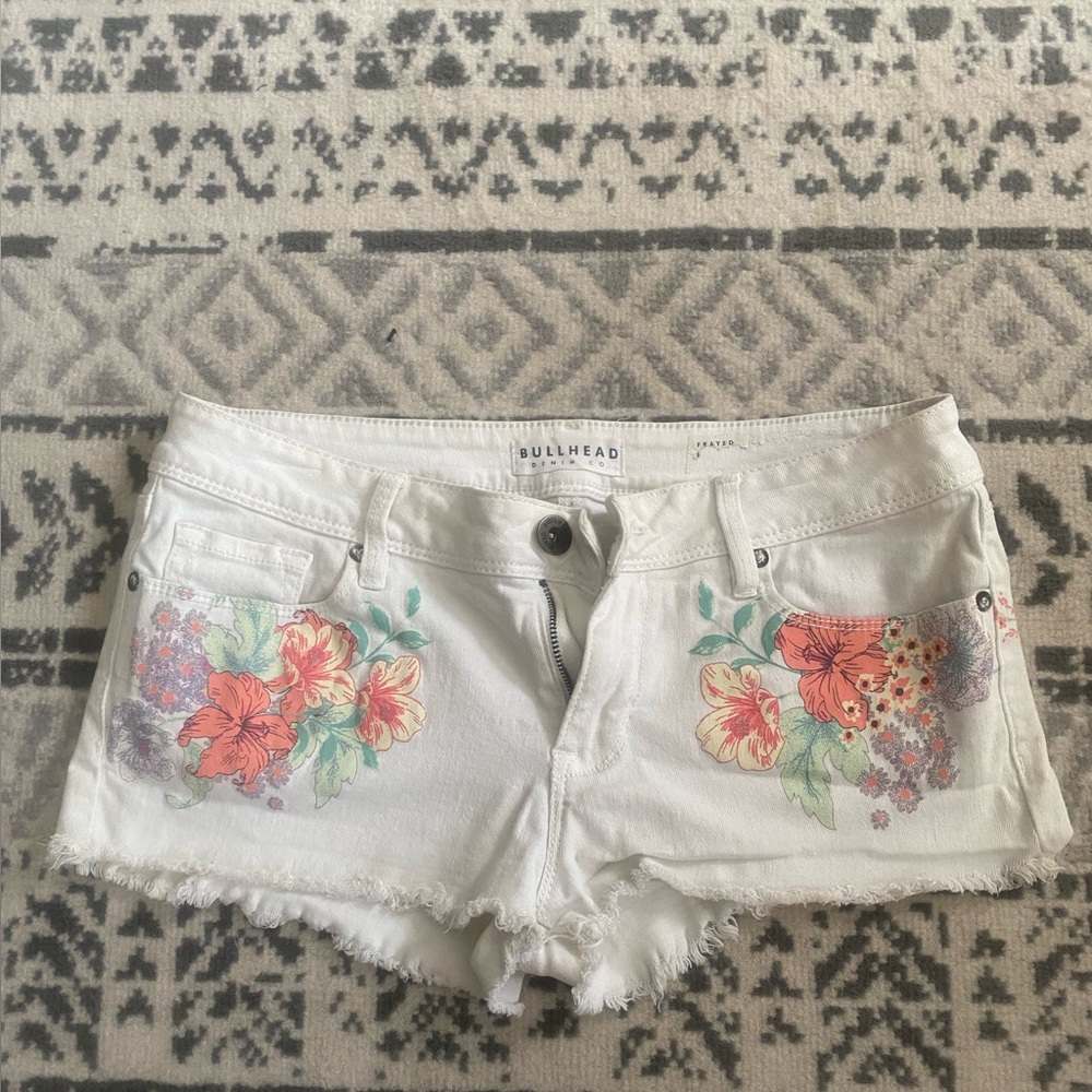 Bullhead Floral Denim Shorts